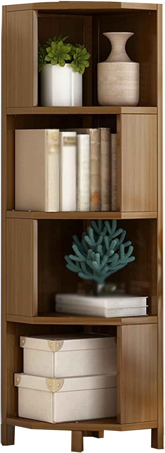 Corner Bookshelf,Bamboo Corner Cabinet,Freestanding Display Shelf,Can Store Magazines,Alarm Clocks and Other Items,Suitable for Apartments,Dormitories,Living Rooms(17.71x12.59x53.93in) ()