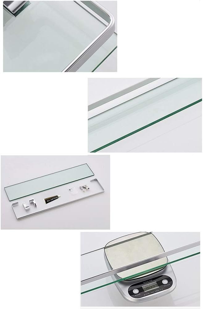 Shower Organiser Wall-Mounted Tempered Glass No Punching Toilet Storage Rack, 1/2/3 Layers, 3 Sizes (Color : Clear, Size : 3layer5x35x12cm)