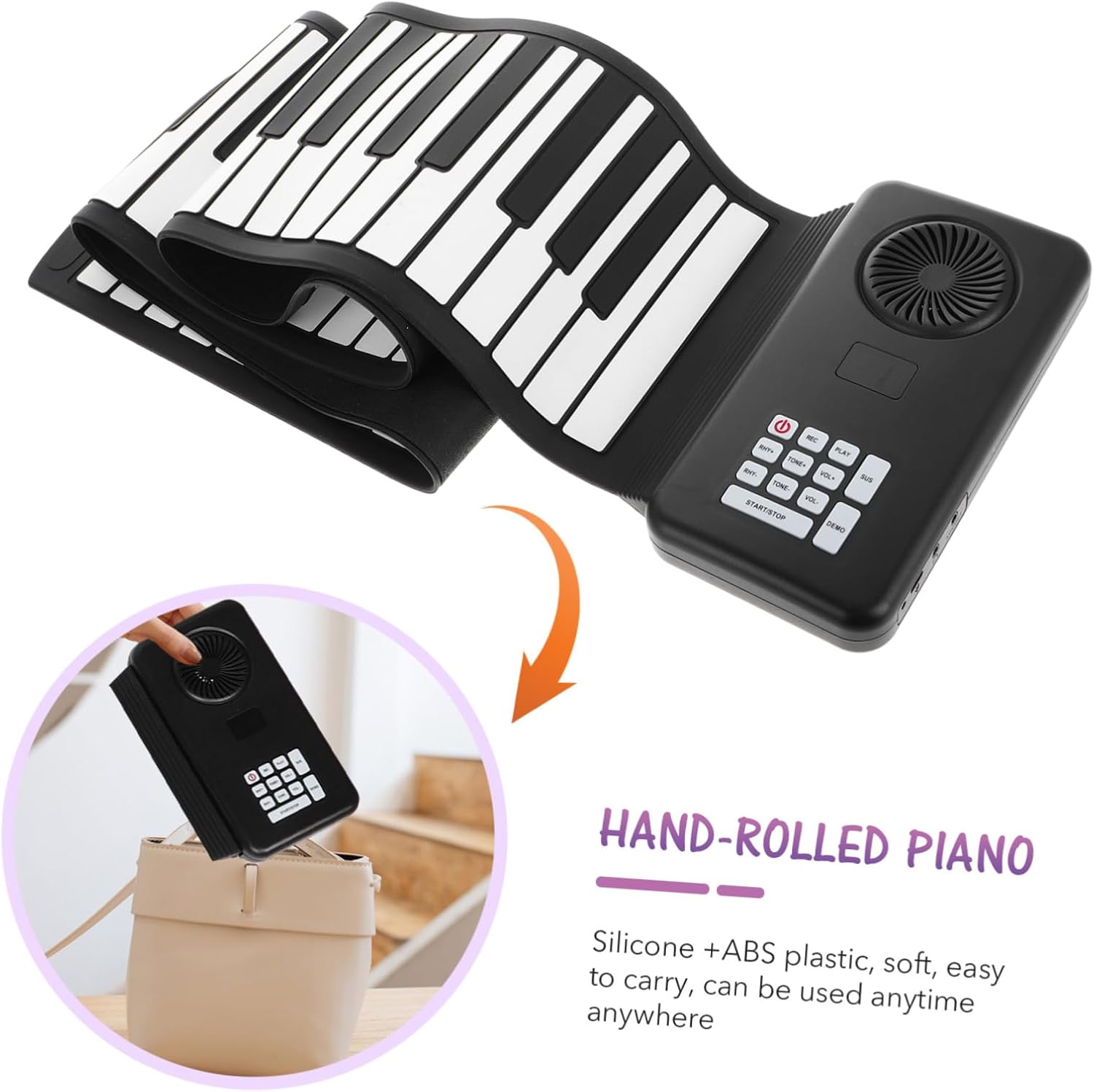 Foldable Keys Roll up Piano Portable Silicone Keyboard with Speaker for Music Practice and to Store and Transport Full Key Layout for Versatile Playing