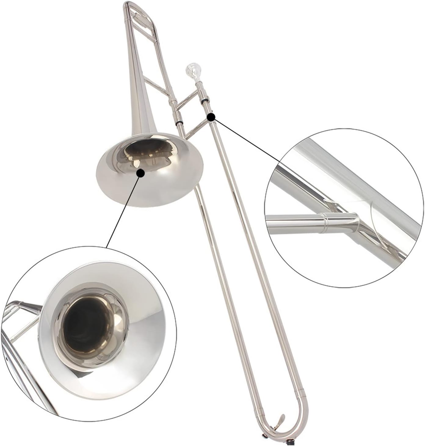 TSTS Alto Trombone Golden Silver Trombone Tube Brass Material Beginner Trombone (Color : Silver)