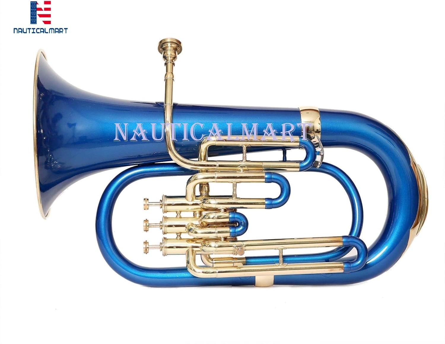 Brass Bb Euphonium 3 Valve - Blue Musical Instrument Gift