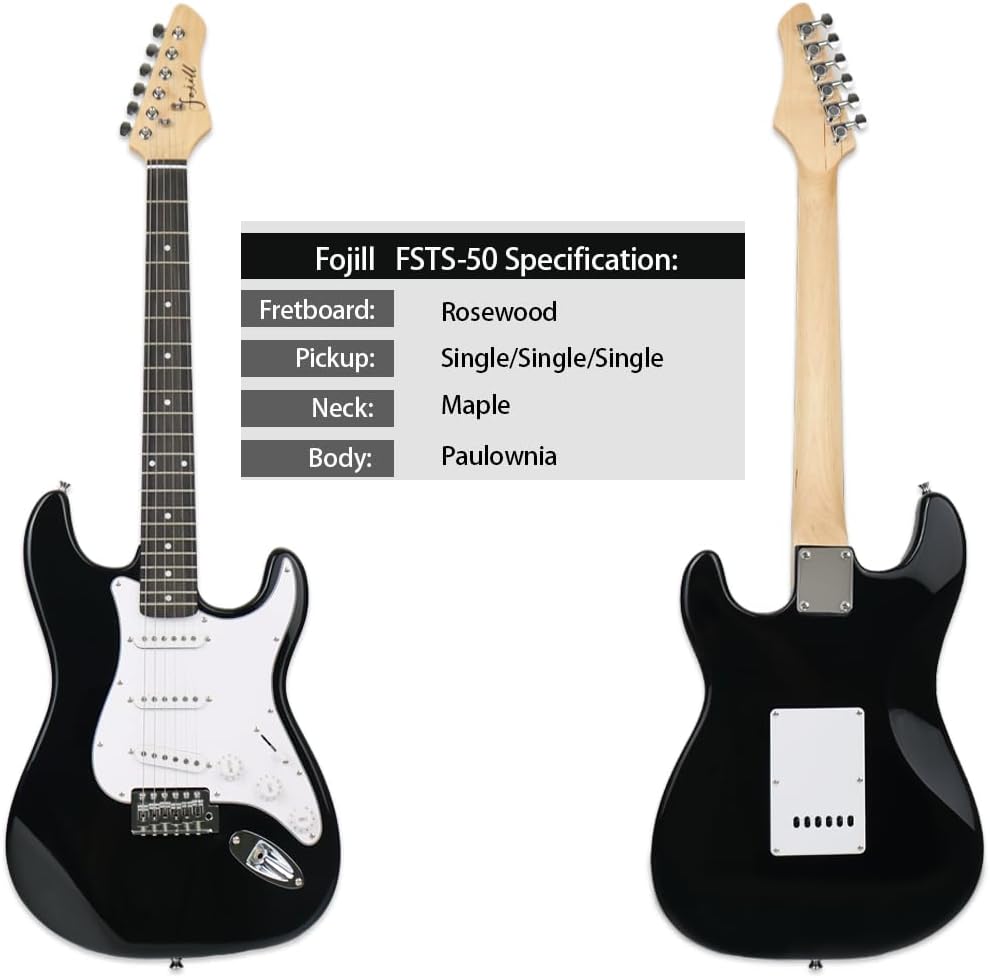 Fojill 39 Inch Electric Guitar Kit Set Beginner Starter Combo Package Bundle 20W Amplifier Amp Accessory Padded gig Bag,Picks, Cable,Strap,Extra Strings