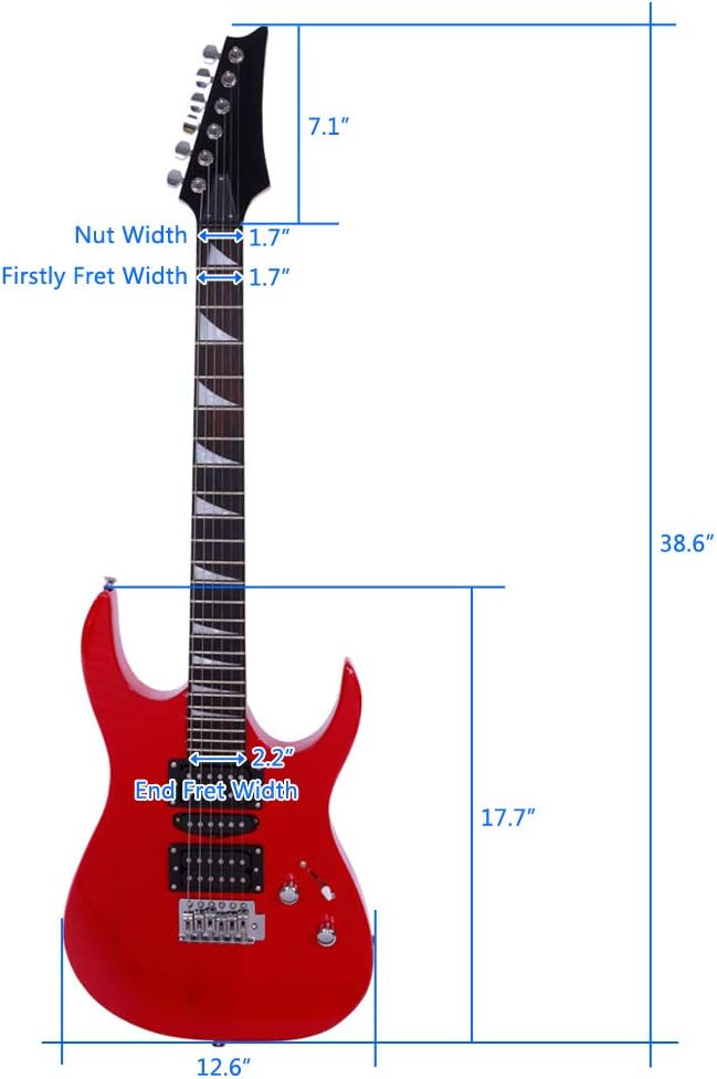 Professional Electric Guitar Guitar Bag Strap Pick Tremolo Bar Link Cable Set (Red)