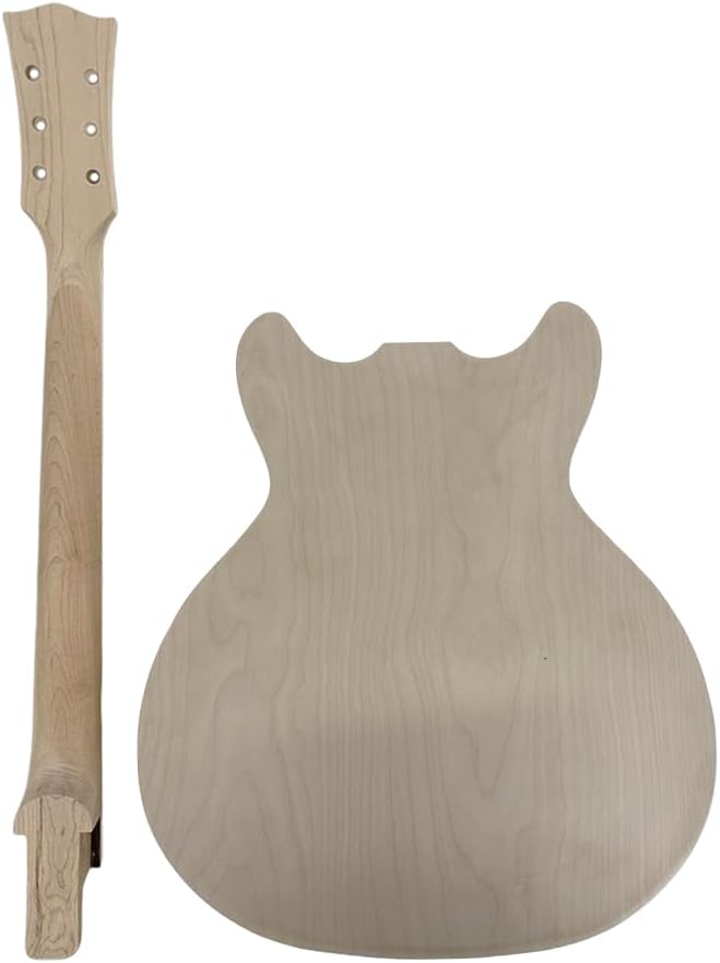DIY Electric Guitar Kit ES 335 Style - 22 Fret 24.75 Inch Rosewood Fretbaord with Binding Set in Heel Solid Wood Body with Hardware for Build Guitars