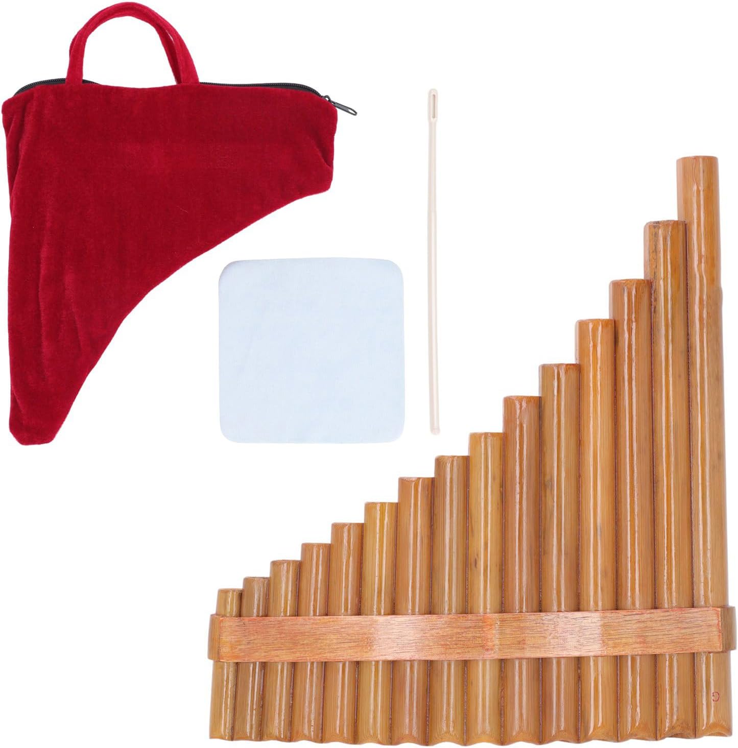 Alomejor Pan Flute, 15 Bamboo Pipes for Rich Sound, Bamboo Musical Instrument, Right-Hand Design with Accessories, for performers, beginners, stage pe