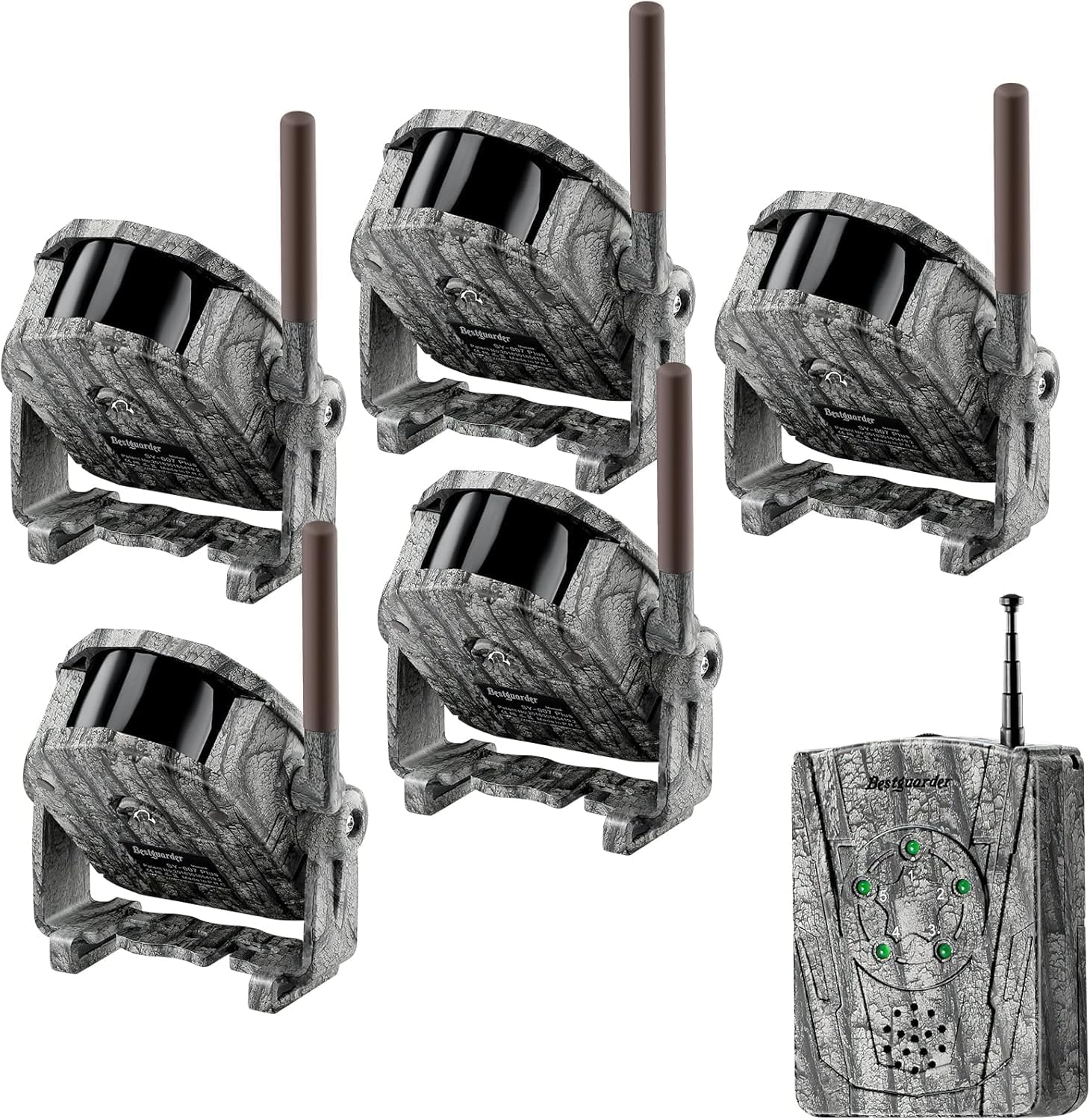 Wireless Alarm System Kits, 300M Wide Range 5 Motion Sensor Detector &1 Receiver for Trip, Wild Hunting Trap IR Night Vision Alarm in Full Dark Outdoor Weather Resistant