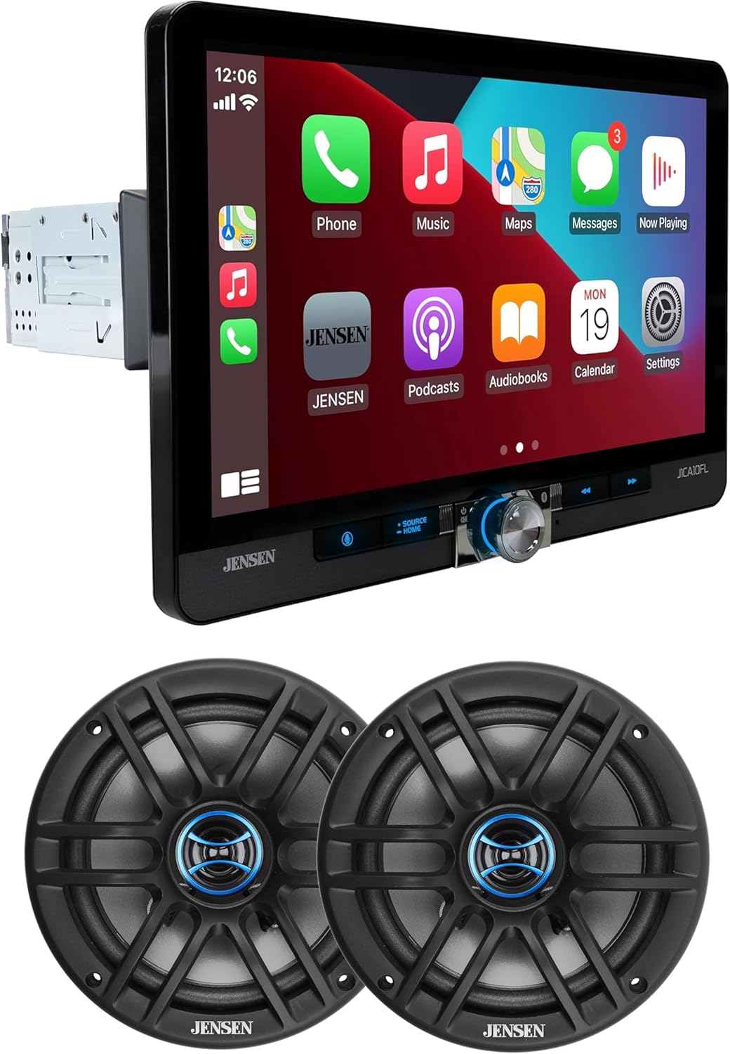 JENSEN J1CA10FL 10.1-inch Car Stereo & JS62 2-Way 6.5 inch Car Speakers