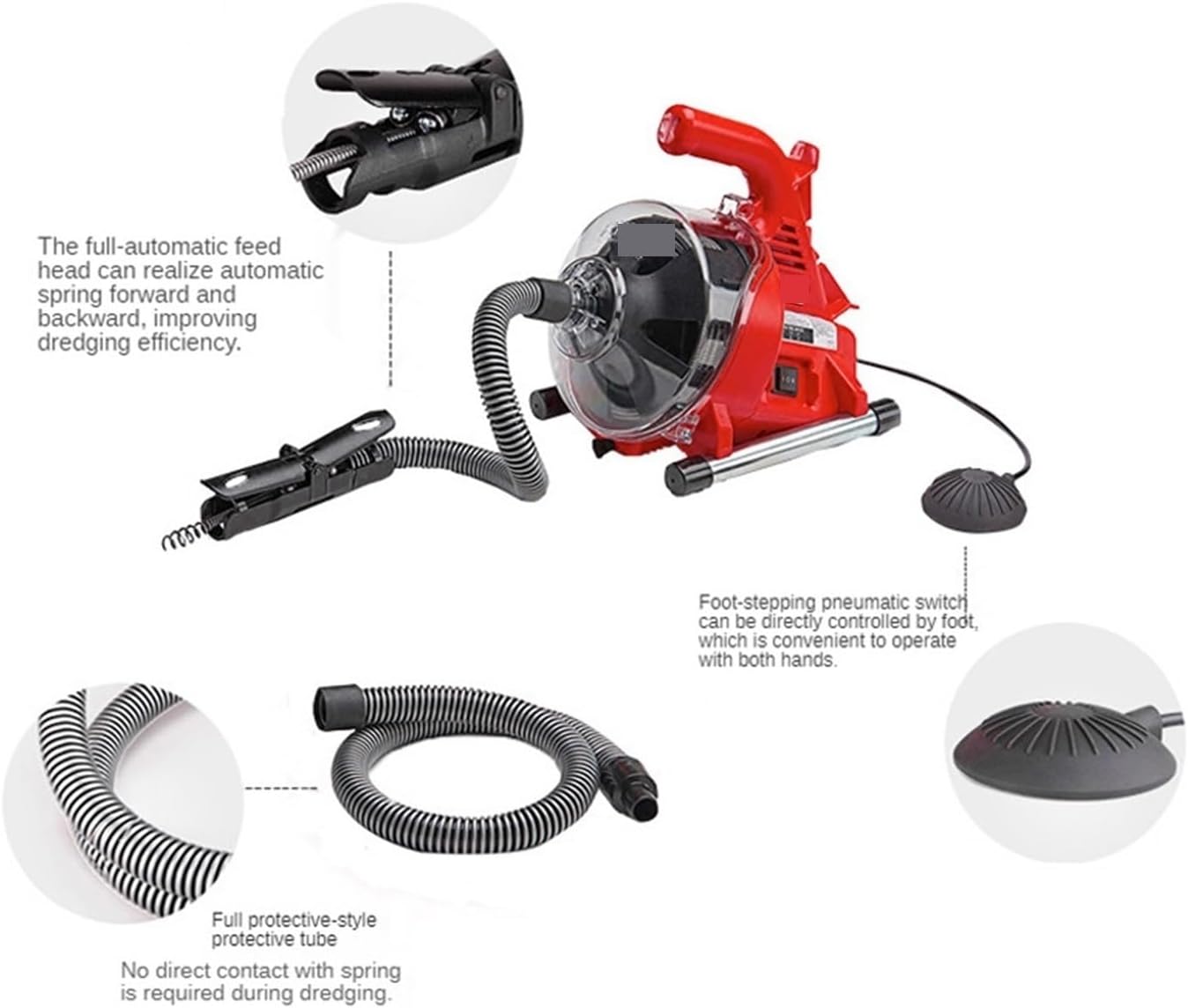 Electric Sewer Pipe Dredging Machine, Self-feeding,Toilet, Kitchen, 19-28MM, Cleaning , Drainage Dredger, 120