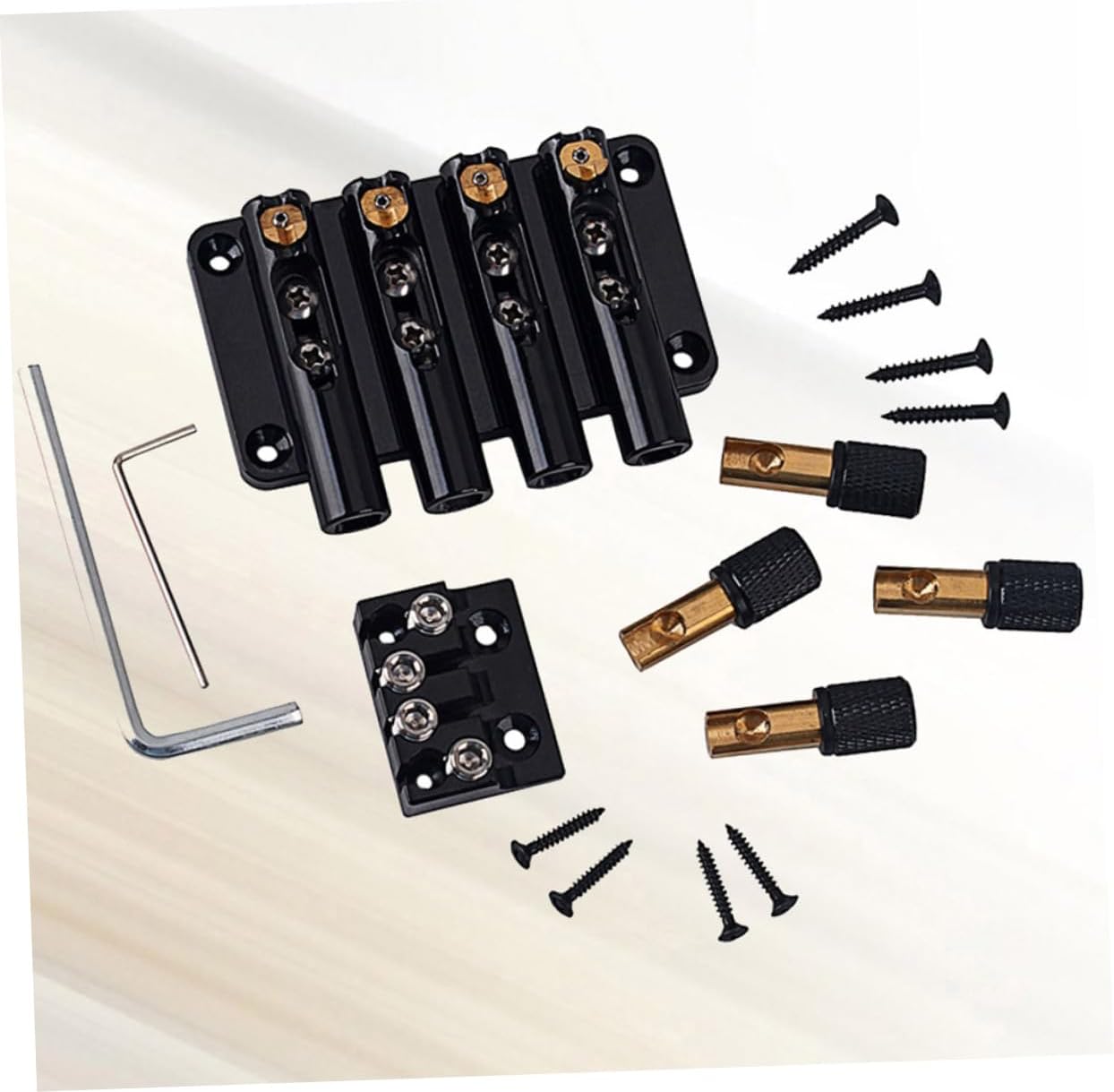 Toyvian String Vintage Style Headless Bass Bridge with String Lock for Guitar Easy Installation Shaped Black