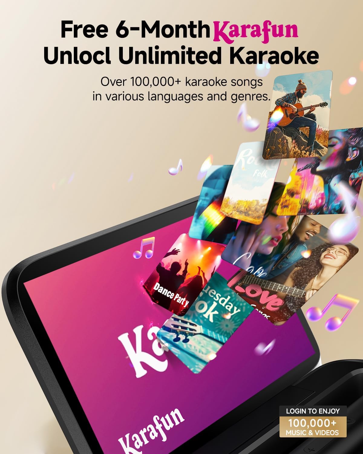 Ikarao Karaoke Machine for Adults Kids, with Lyrics Display Screen, WiFi Connect to YouTube & Karaoke App, 2 EQ Autotune Wireless Microphones Portable Karaokes PA System for Home Family Party Camping