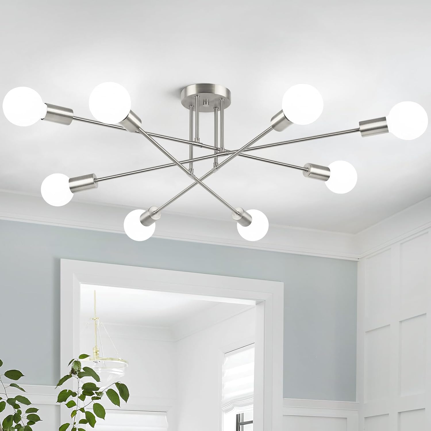 Modern Sputnik Chandelier 8-Light Industrial Ceiling Lights Fixture 32