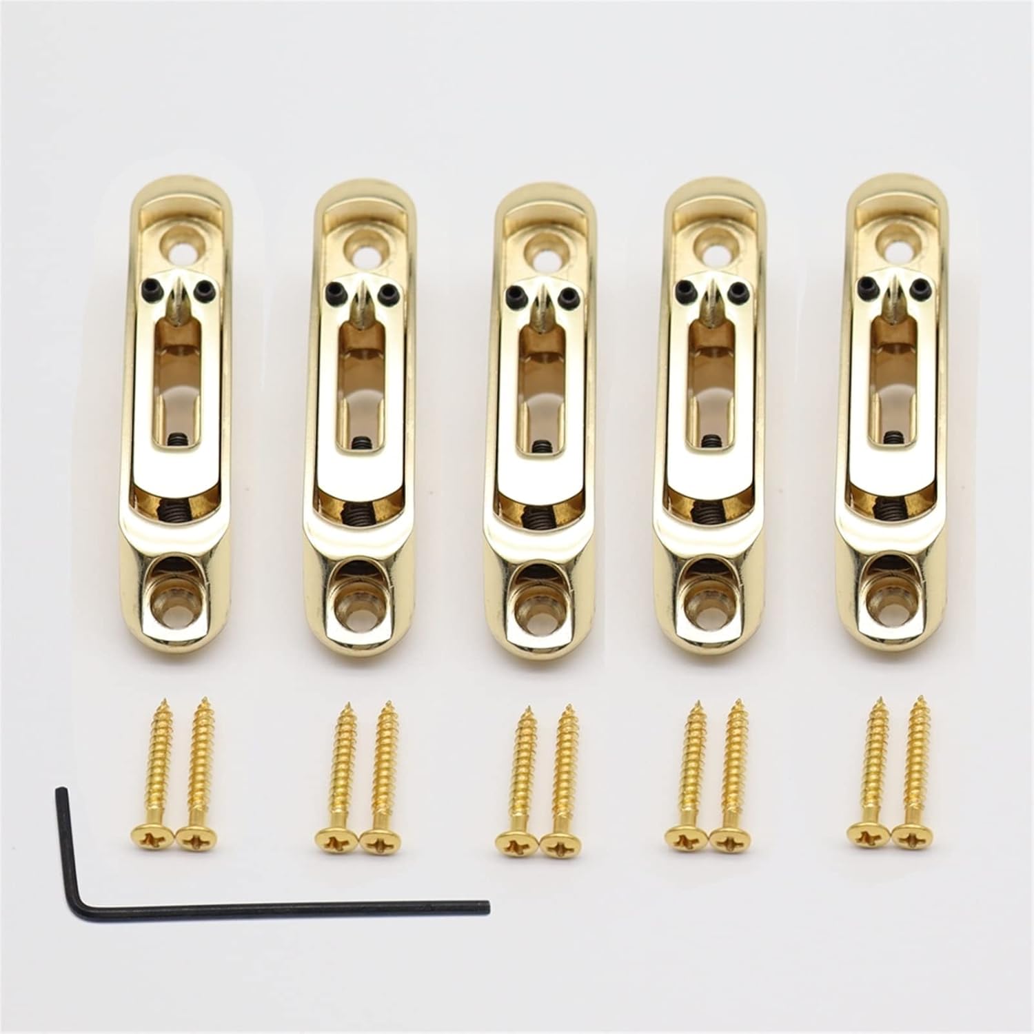 Guitar Bridge 5 Pcs Guitar Bridge Sadlles Single Individual Bridge Saddles Tailpiece Set for 5 String Electric Guitar Bass Parts (Color : 5pcs Gold)