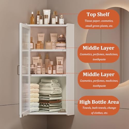 3-Tier Corner Spice Rack & Wall-Mount Medicine Cabinet - Compact Bathroom & Kitchen Storage Solution, Space-Saving Hanging Organizer for Efficient Home Organization