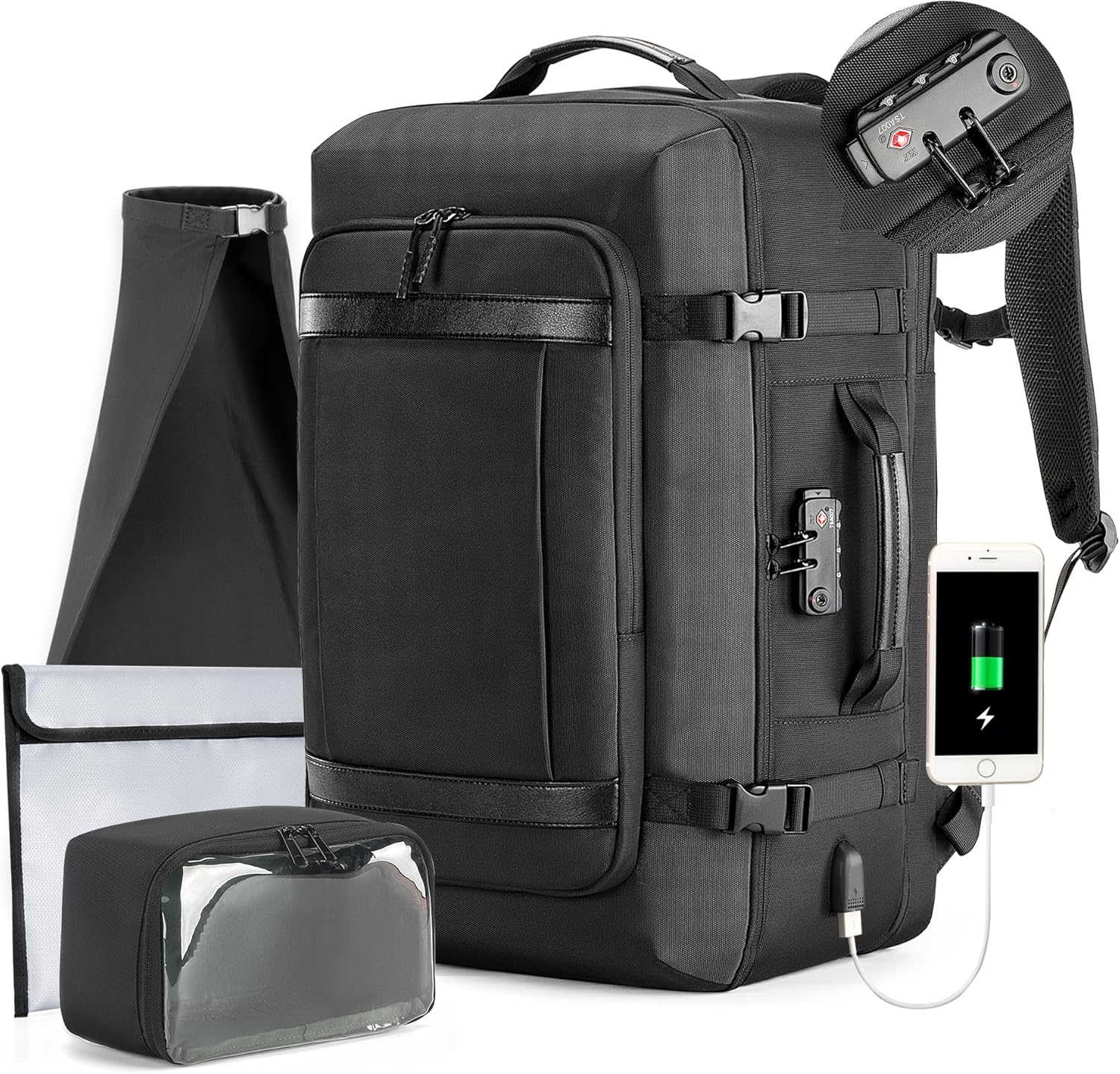 VGOAL Carry on Backpack Flight Approved - Expandable Travel Backpacks Daypack Weekender Backpack Luggage Briefcase with Toiletry Bag Fits up to 17.3