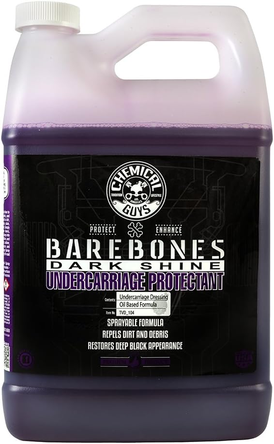 Chemical Guys Bare Bones Premium Dark Shine Spray - For Undercarriage, Wheel Wells & Trim - Deep Black Finish, Non-Greasy, Safe for Cars, Trucks, SUVs, RVs - 128 oz (1 Gallon)