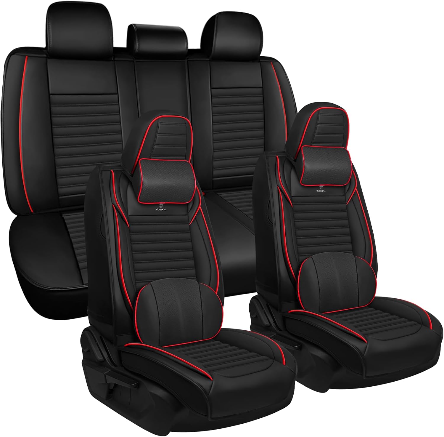 Seat Covers Full Set Custom Fit for Dodge Durango 2006-2025, Deluxe Waterproof Car Seat Cover, Breathable and Comfortable Leather Cushion Cover, Auto Interior Accessories (Black Red)
