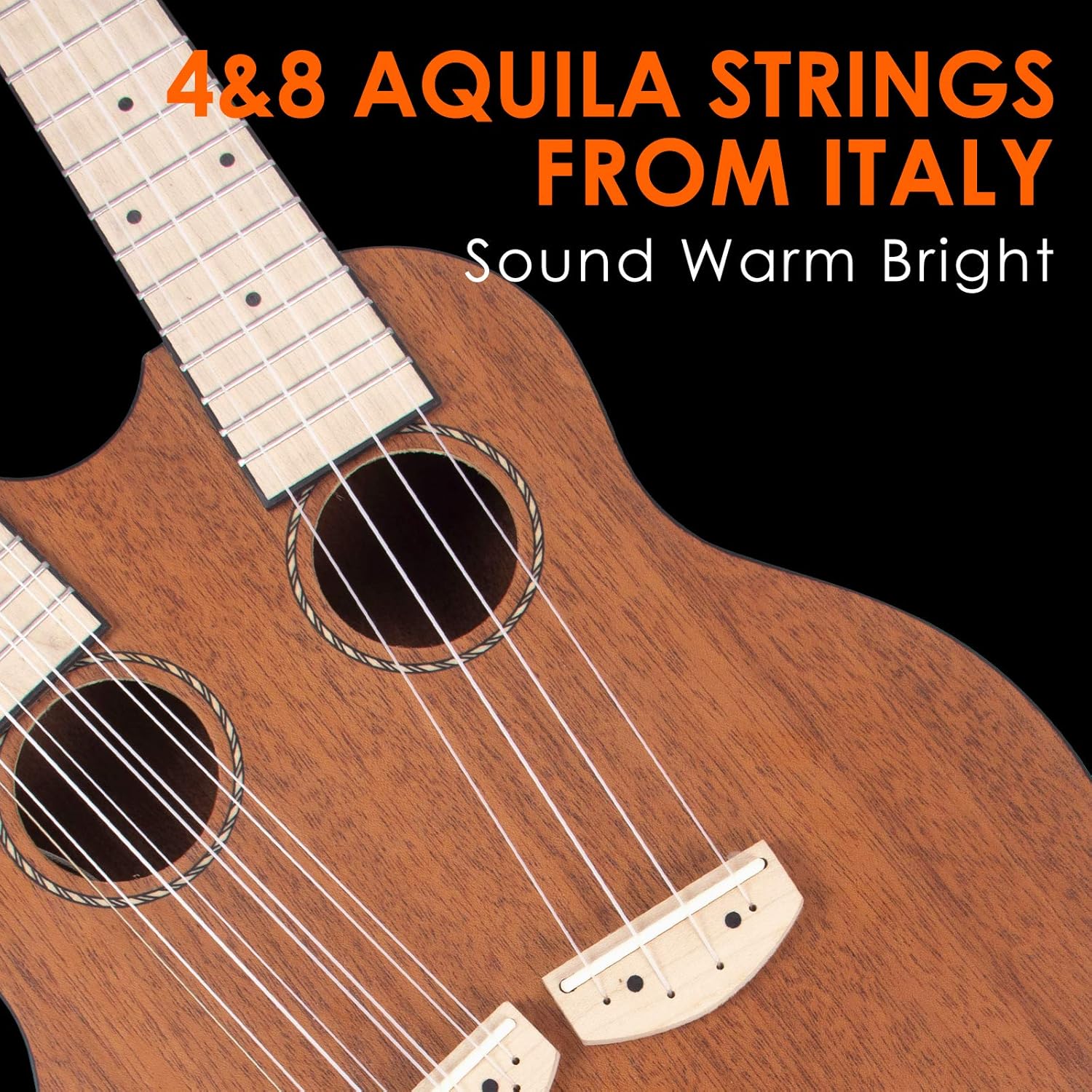 Double Neck/Headstock Ukulele,Kmise Electric Tenor Ukulele,Custom Made Ukelele for Professionals,4&8 String Mahogany Instrument with Gig Bag