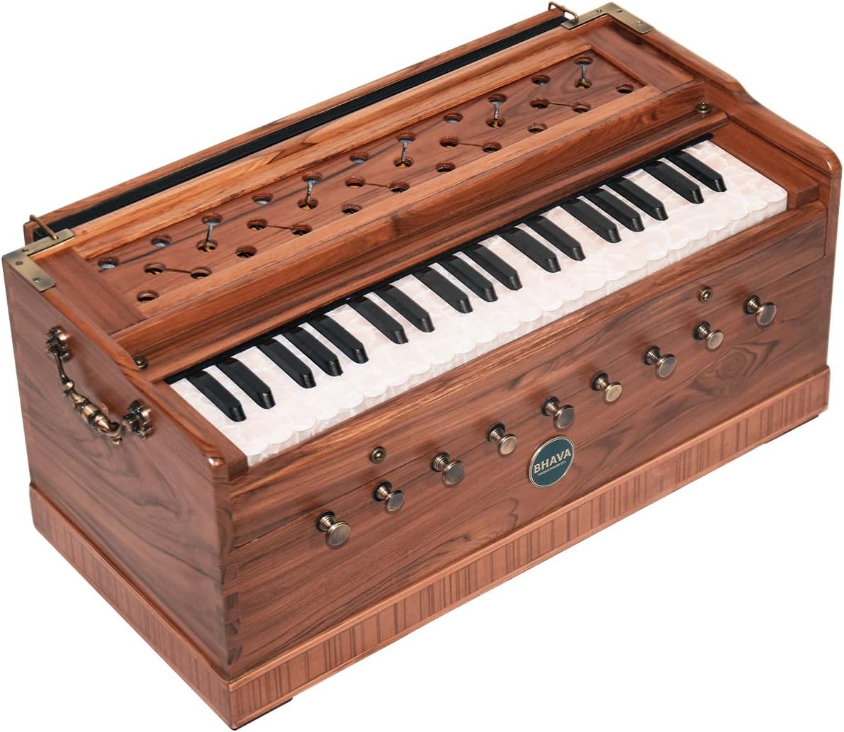 Bhava Studio Harmonium | Concert Teak Edition | Professionally Tuned & Refined in U.S~ Handmade in India, Ethically Sourced, Premium Quality and Finish | Long Sustain and Clear, Warm Tonality