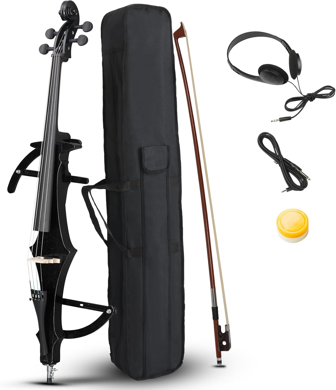 Ktaxon Foldable Electric Cello 4/4 Full Size Silent Cello with Portable Bag, Stereo Headphones, Premium Cable & Rosin, Professional Bow and Bridge for Adult Beginner(Foldable Z Style)