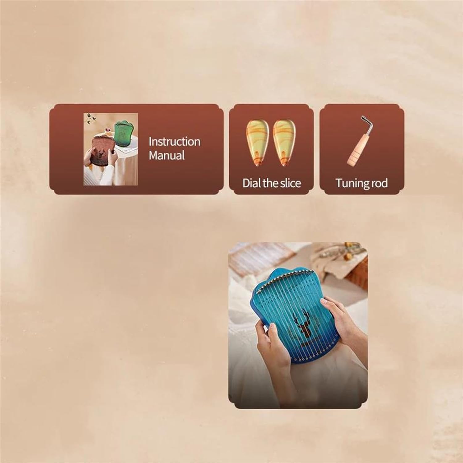 Lyre Harp Set 17 Strings Mini Style Portable Hand Harp Gift Stringed Instrument With Parts