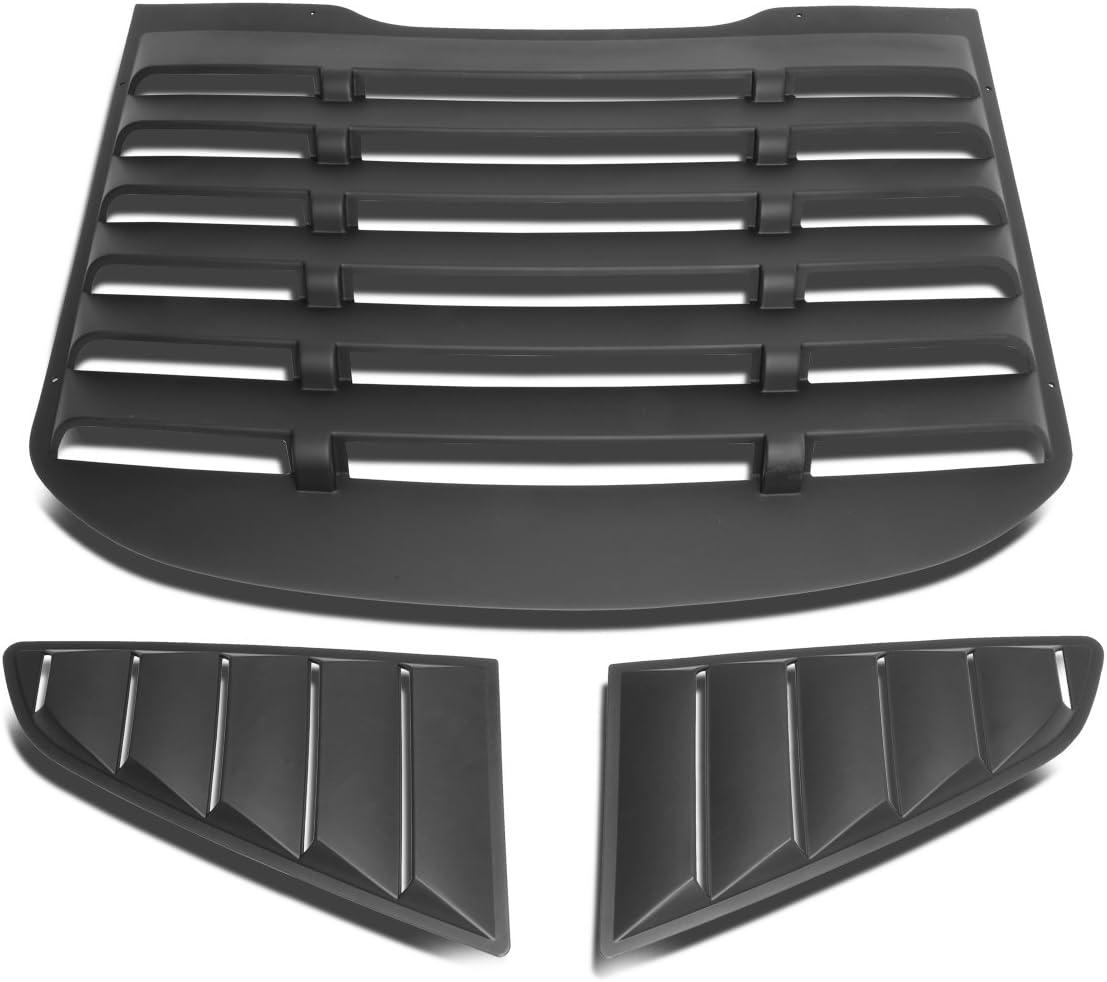 DNA MOTORING Rear+Quarter Side Window Louver Compatible with 15-18 Mustang Coupe, Windshield Sun Shade Cover, ZTL-Y-0001