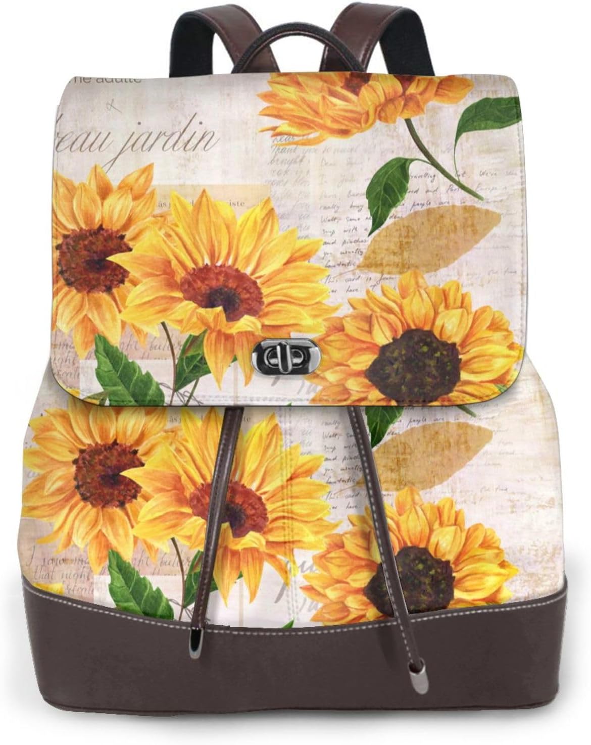 Sunflower for Womens Backpack Purse Microfiber PU Anti-theft Large Fashion Designer Travel Bag Ladies Shoulder Bags