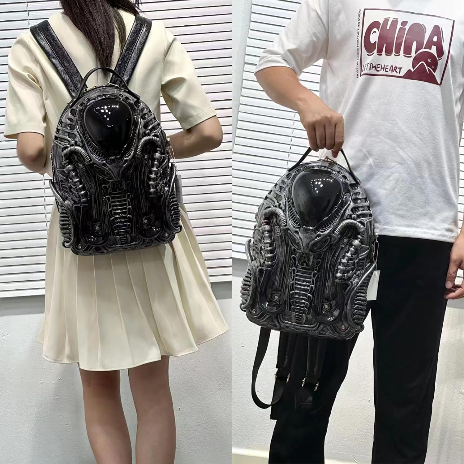 Men and Women PVC 3D Xenomorph Shaped Purse Alien Backpack