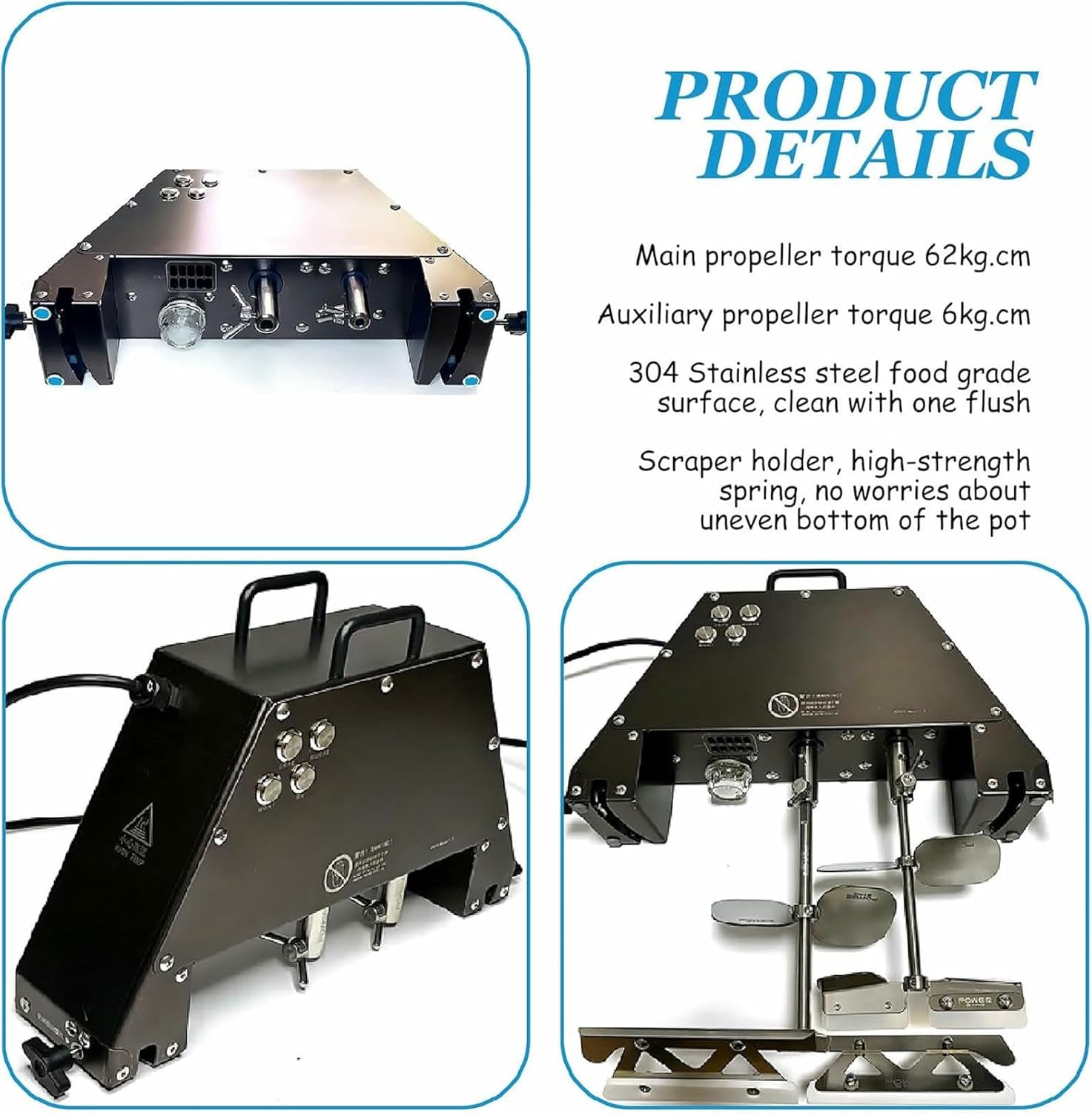 60W Electric Fruit Press Strainer Machine, Commercial Electric Food Stirrer Pot, Stainless Steel Automatic Mixer Machine with Double Stirring Paddle