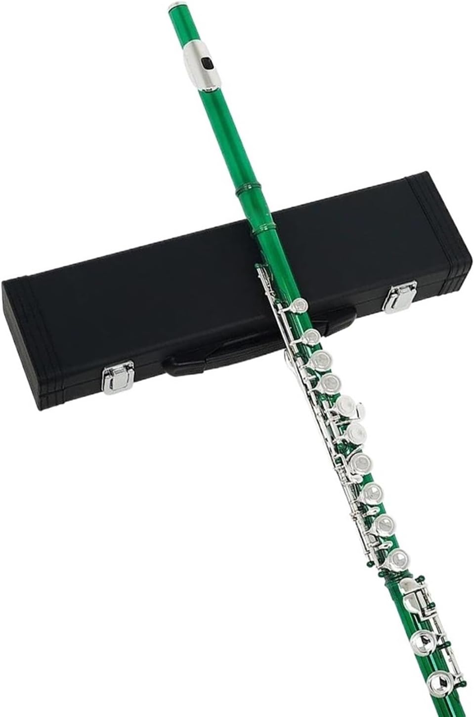 Cross Flute 16 Holes Closed Hole Green Transverse Flute C Tone Cupronickel Woodwind Musical Parts Accessories