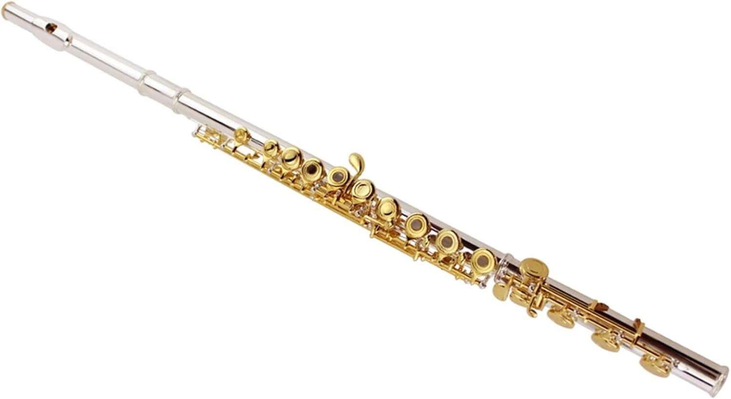 Flute Set C-Flat 17-Hole Open-Hole Silver Body with Gold-Plated Keys Professional Flute Instrument
