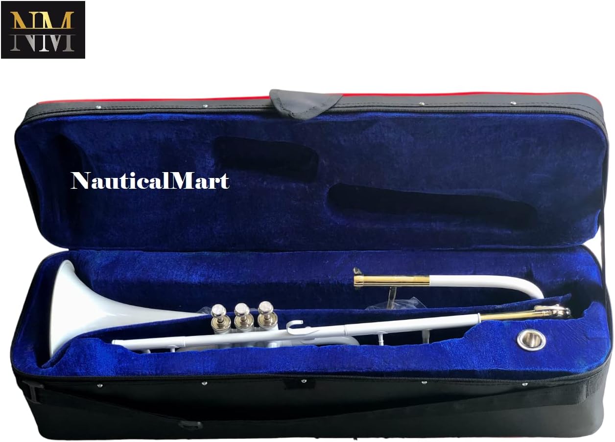 Valve Trombone Bb | White Brass Finish | Phosphorus Copper Lead Pipe | Smooth Action Valves | Includes Carry Case