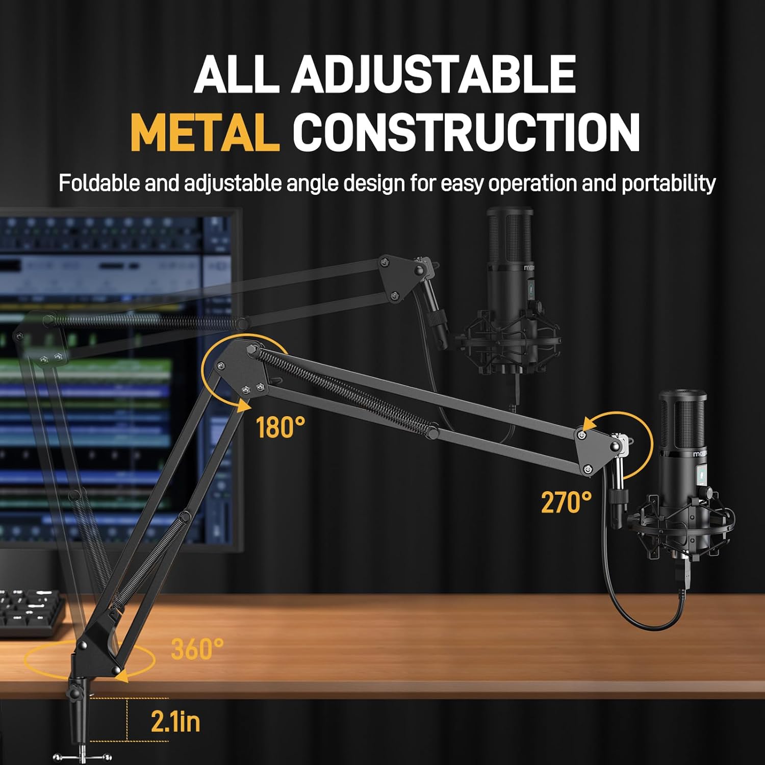 MAONO USB Recording Microphone Kit, Professional Condenser Microphone for PC with One-Touch Mute and Mic Gain Knob for Singing, Podcast, Studio, Streaming PM421