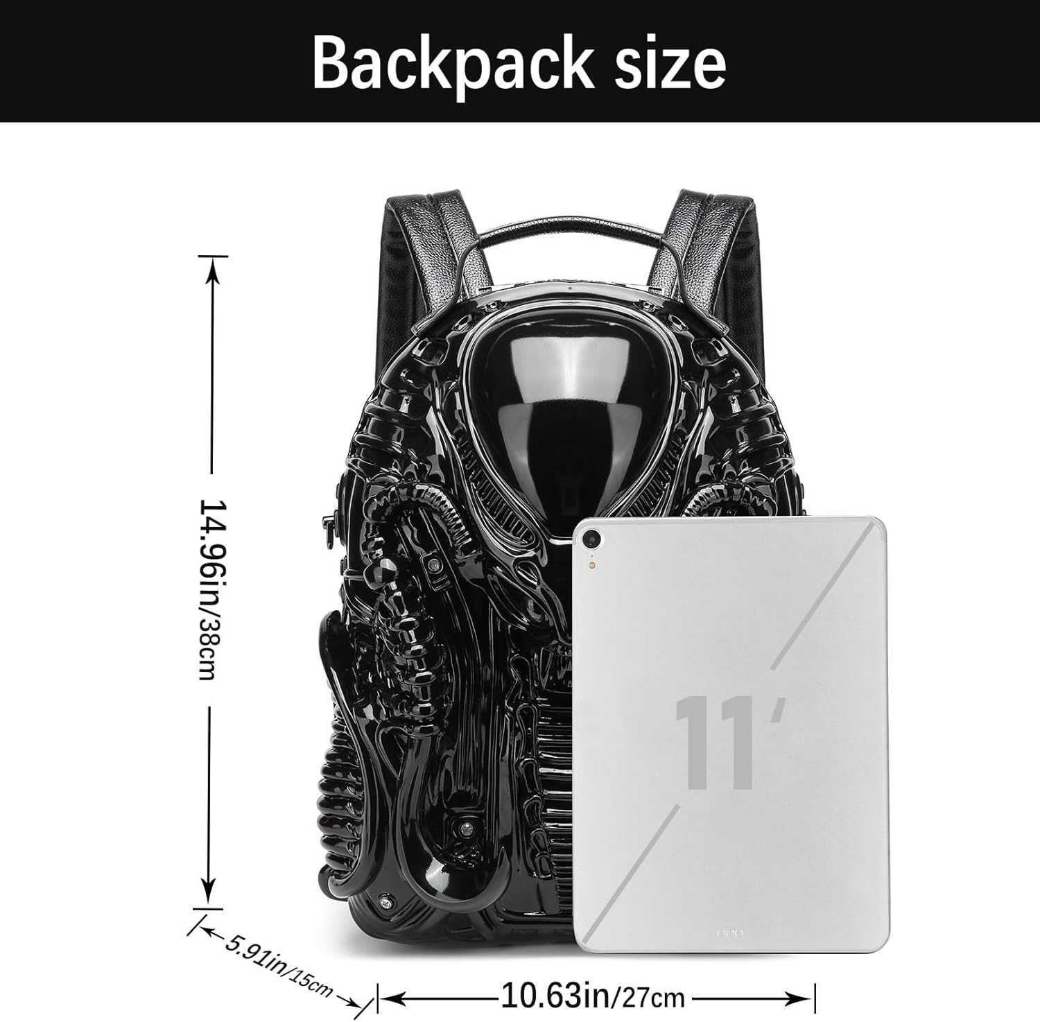 Alien Backpack,Xenomorph Costume,Cool Halloween Backpack,Applicable Occasions are Halloween, Travel and Daily Life. (black)