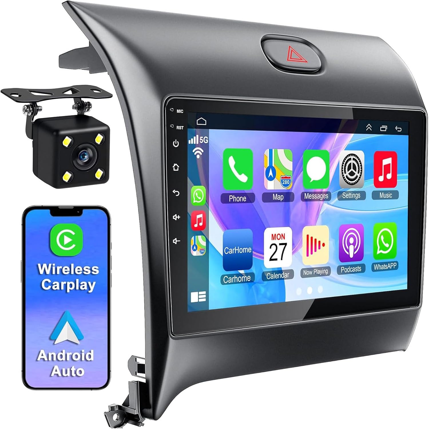 2+32G 9inch Car Stereo for Kia Forte 2013-2018 w/GPS Navigation 2017 2016 2015 2014 with Carplay Android 13 Auto Double Din Touchscreen Car Radio Receiver Backup Camera