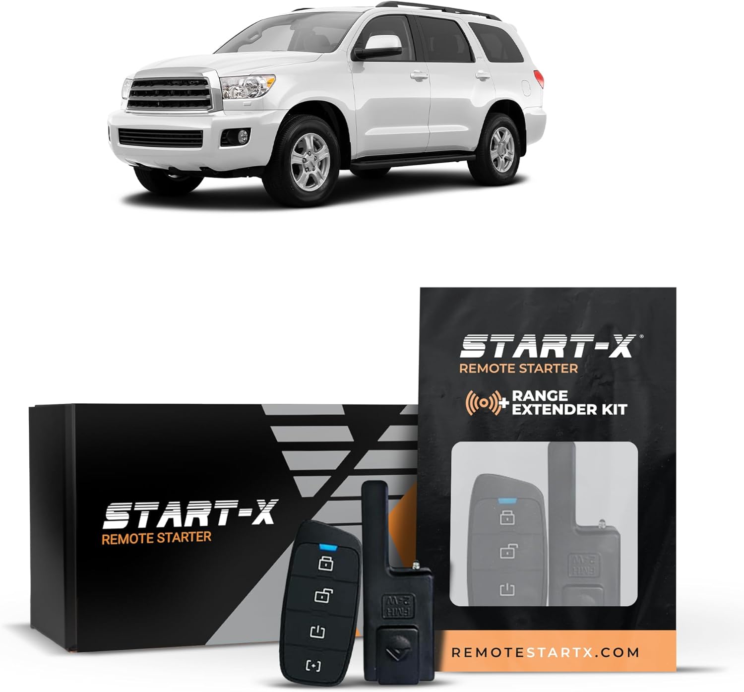 Start-X Remote Starter Kit + 3000ft 2 Way Range Extender for Toyota Sequoia (2010, 2011, 2012, 2013, 2014) Vehicles with G-Key Ignition