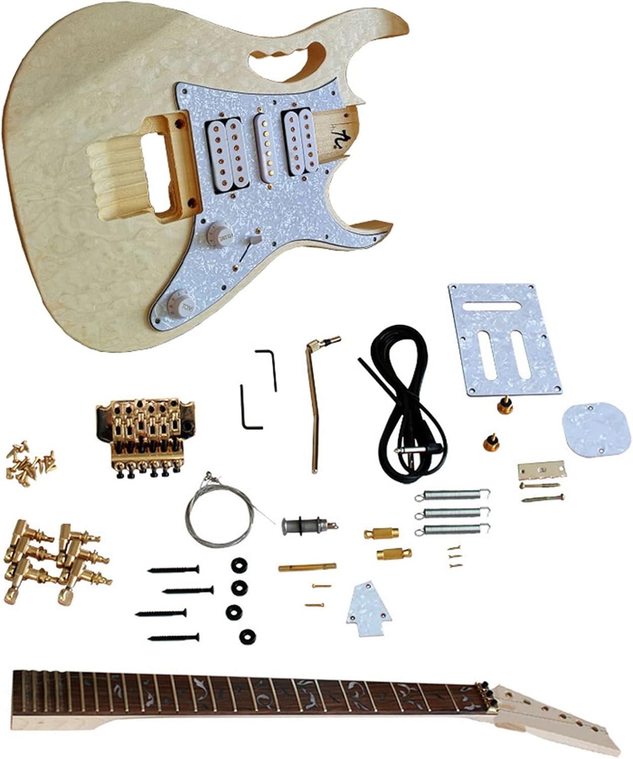 DIY Electric Guitar Kit Basswood Body Rosewood Fingerboard Maple Neck Complete DIY Electric Guitar Accessories Kit