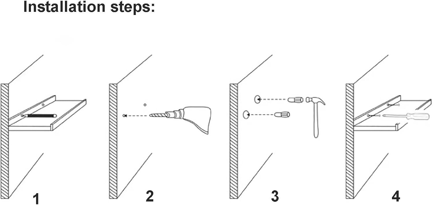 Floating Shelves Wall Mounted,Carbon Steel Wall Shelf,Metal Display Shelves for Plant Shelf or Bookshelf,Wall Storage Shelf for Bedroom Living Room Bathroom Kitchen ( Color : White , Size : Set of 4 )