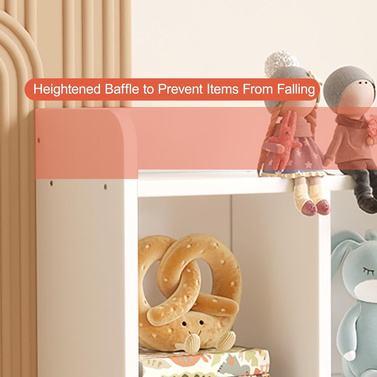 Short Bookshelf with Cabinet 2/3-Tier Geometric Bookcase, Modern Display Storage Shelves Kids Bookcase with Side Panels and Solid Wood Frame(White,100 * 24 * 86cm/39.4 * 9.4 * 34in)