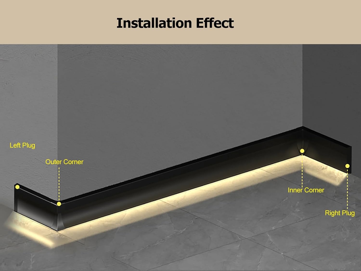 HAIXHX Aluminum Channel Baseboard 10 Pack 3.3ft LED Baseboard Lighting Aluminum Channel for Wall Corner, Wall Mount LED Channel with Cover, Skirtingboard Baseboard LED Channel for Bedroom Kitchen