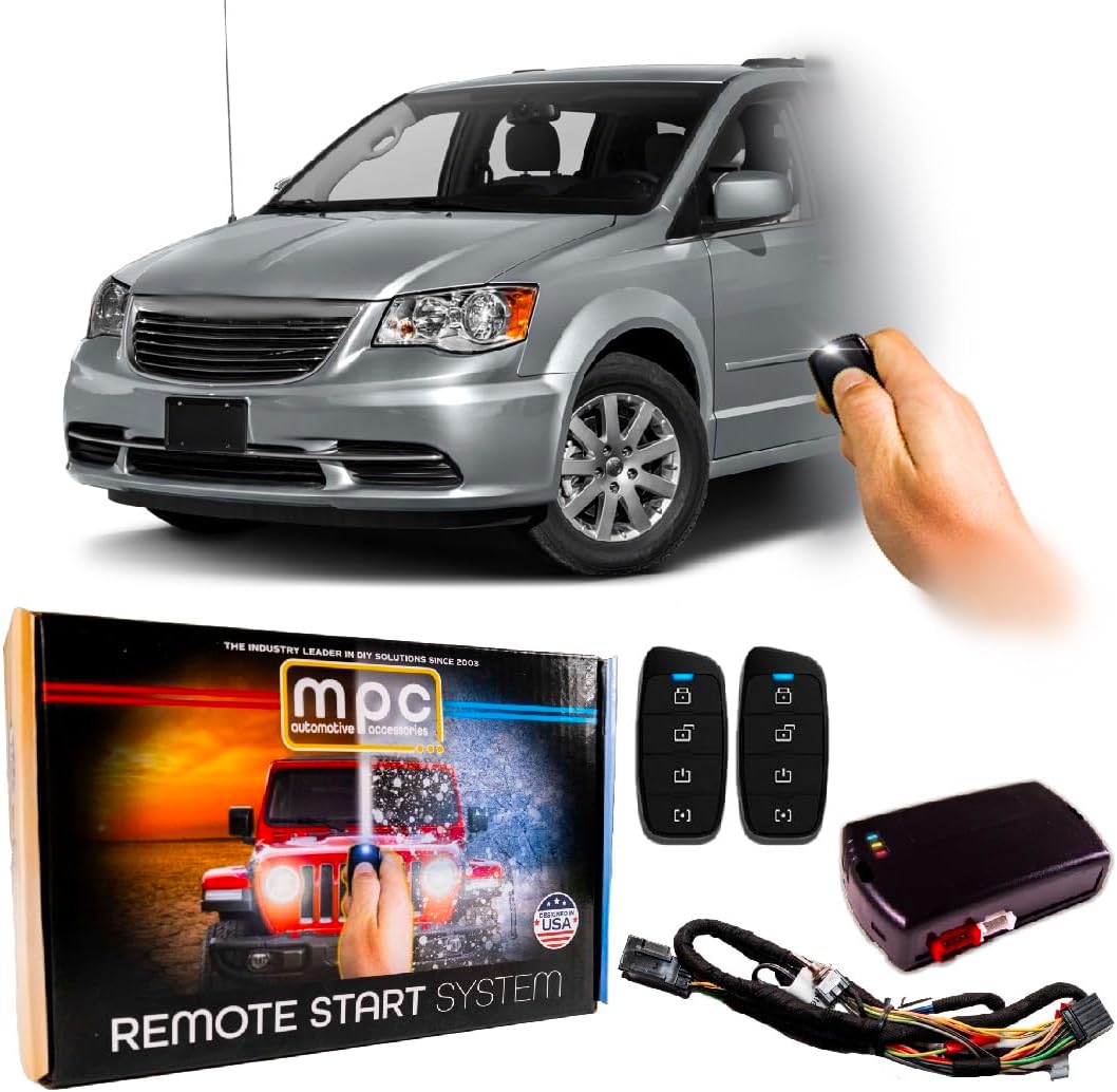 MPC Plug-n-Play 4-Button 2-Way Remote Start Kit Compatible with 2011-2016 Chrysler Town & Country - T-Harness - Includes (2) Extended Range 4-Button 2-Way Extended Range Remotes - USA Tech Support