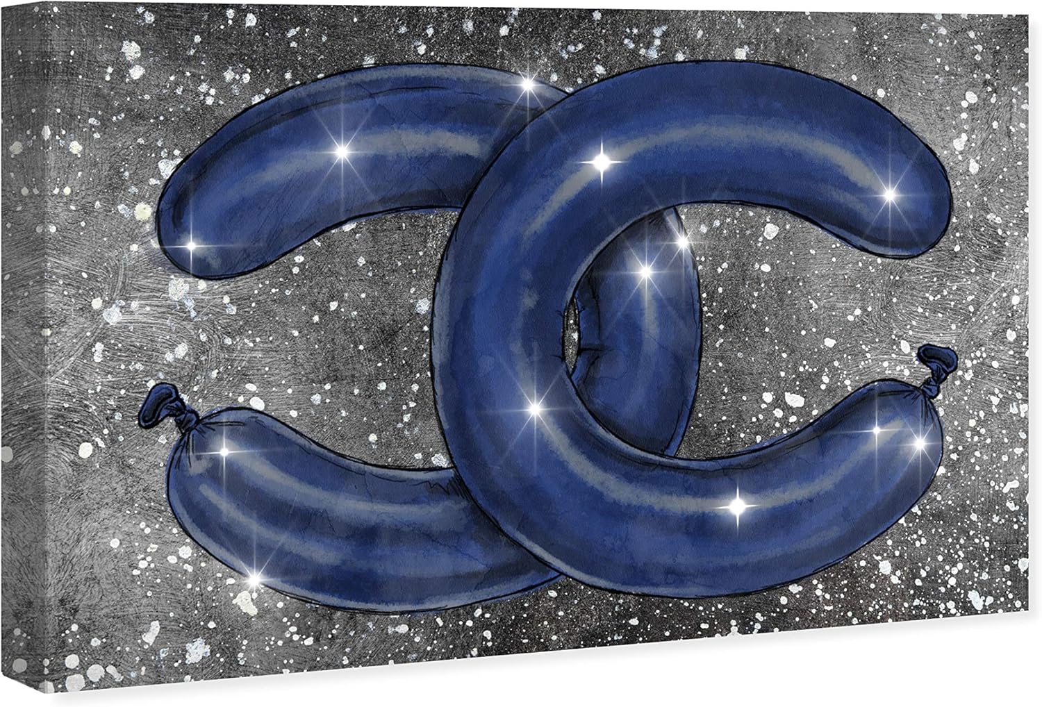 The Oliver Gal Artist Co. Fashion and Glam Wall Art Canvas Prints 'Navy Balloons and Silver Stars'