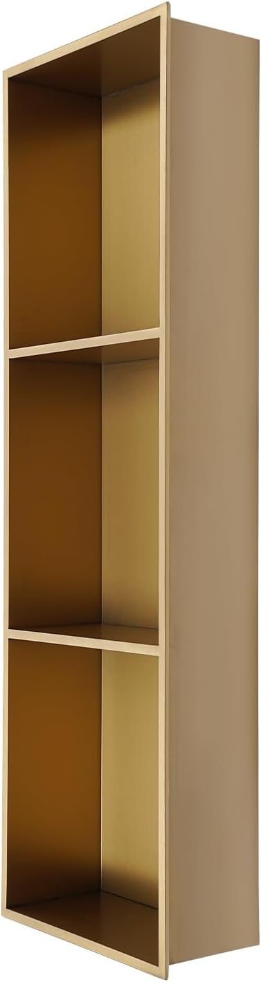 Stainless Steel Shower Niche for Shower Wall Recessed Wall Niche Gold 11 X 35.7In, No Tile Needed Wall Niche Recessed Shower Shelf for Bathroom Storage