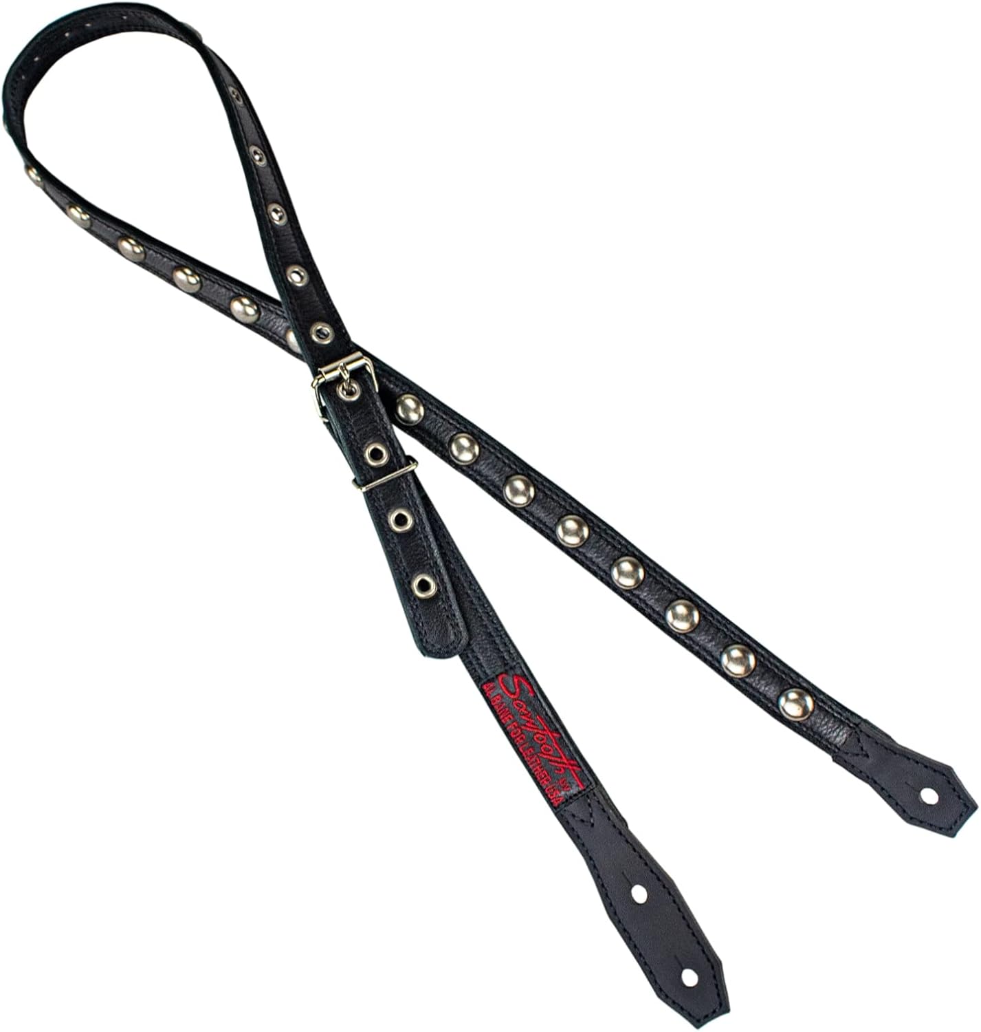 Sawtooth Distressed Nickel 1” Wide Leather Guitar Strap Hand Crafted in The U.S.A. (ST