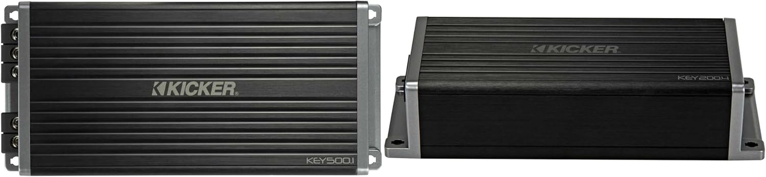 Kicker 47KEY2004 4-Channel DSP Smart Amplifier, 4x50W w/ 47KEY5001 500-Watt Mono Channel Amp with Start/Stop Capability, Bundle