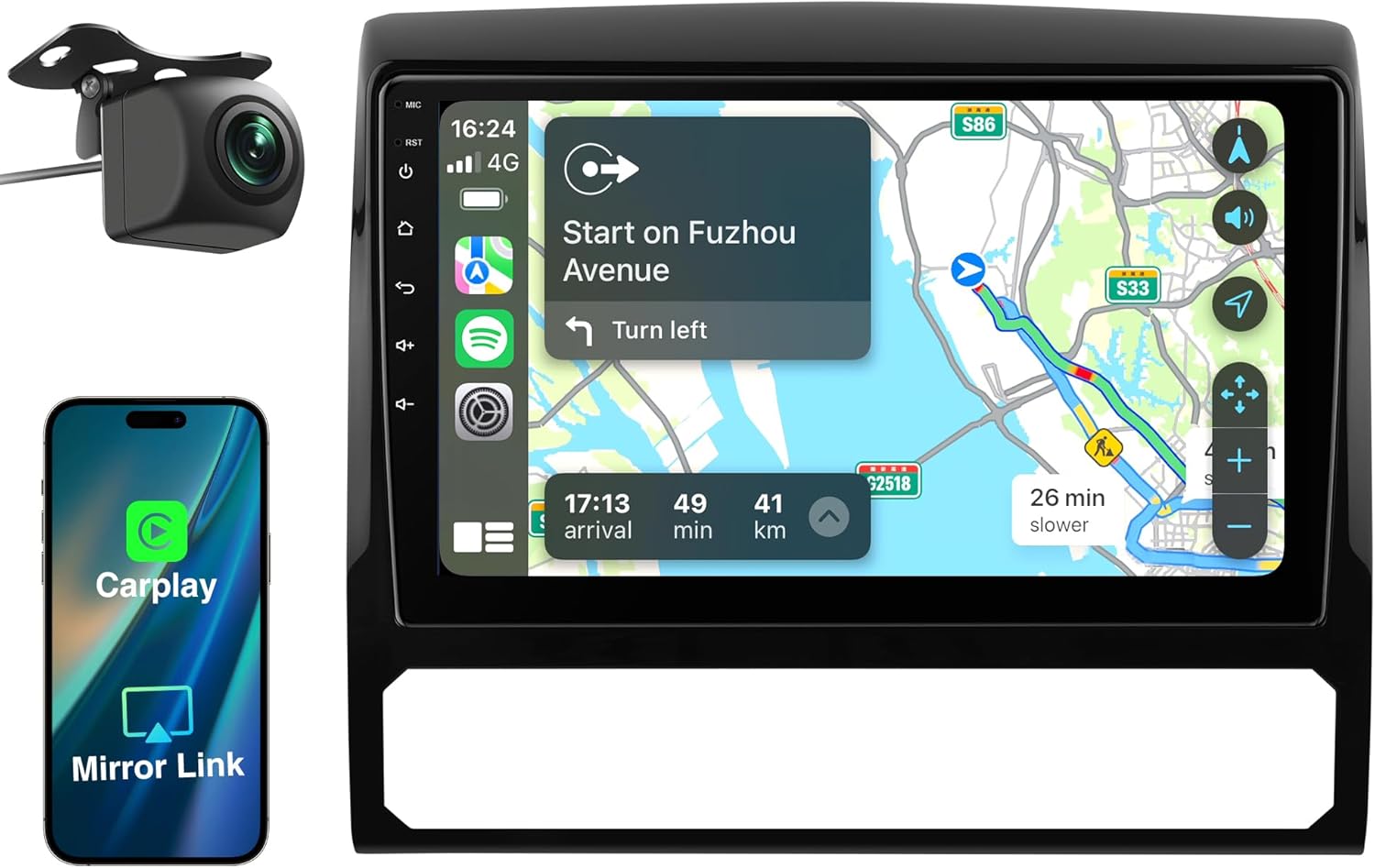 9-inch Car Radio Stereo for Toyota Tacoma 2005-2015, Supports Wireless CarPlay/Bluetooth/GPS Navigation/HD Reverse Camera/FM/DSP/Android12 [2+64G]