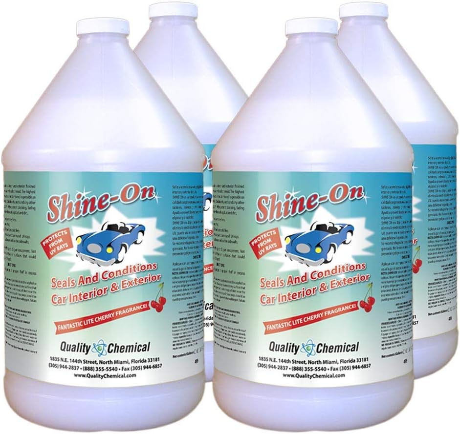 Quality Chemical Shine On- Protectant and Conditioner with Pure-Si for Automobile Vinyl, Rubber & Plastic - Protectant and Conditioner - 128 oz (Pack of 4)