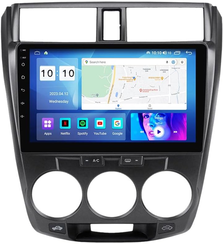 Android Car Stereo for Honda City 2008-2013,10 inch IPS Touchscreen with Upgrade Wireless CarPlay & Android Auto,WiFi/GPS,Support SWC and Subwoofer,8-Core 8G+256G