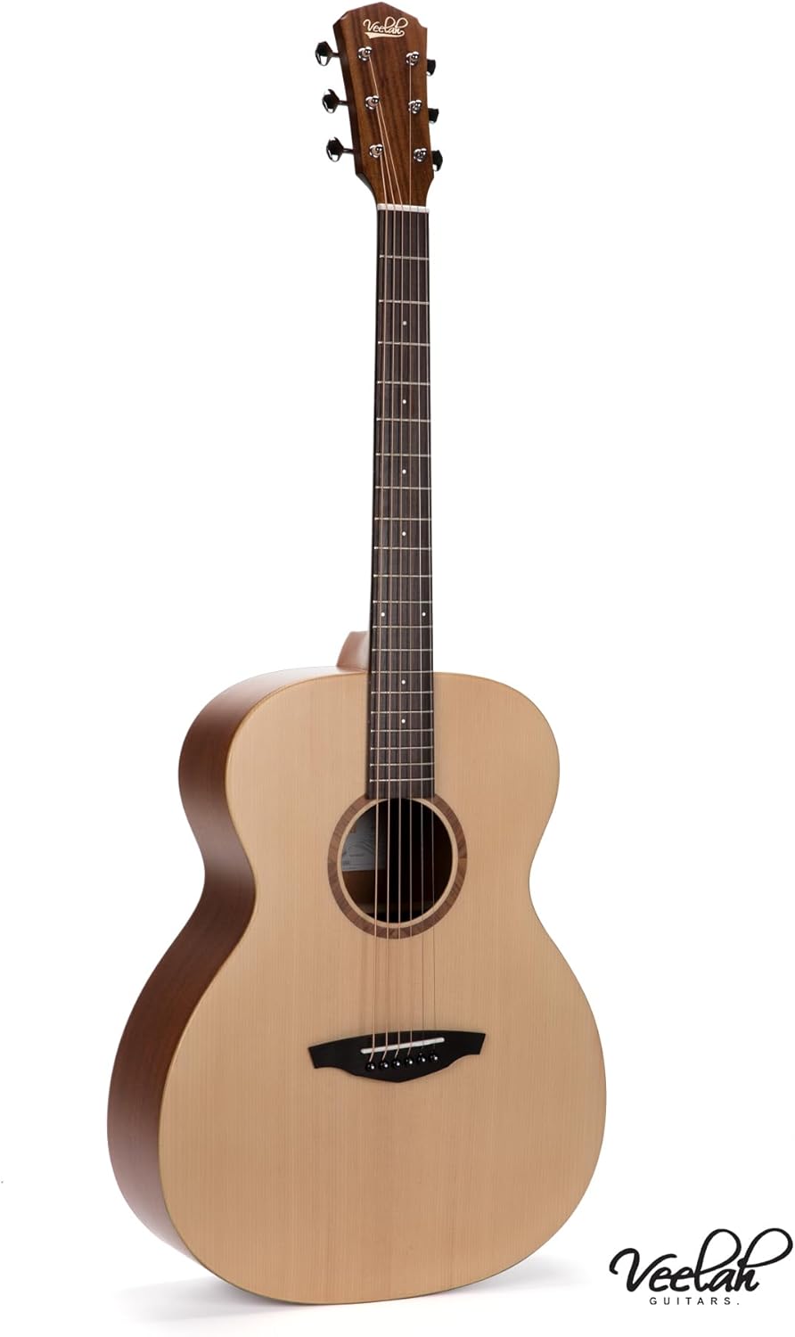V1-OM Acoustic Guitar Solid Top OM Style Acoustic Guitar Mahogany Back and Sides with Gig Bag