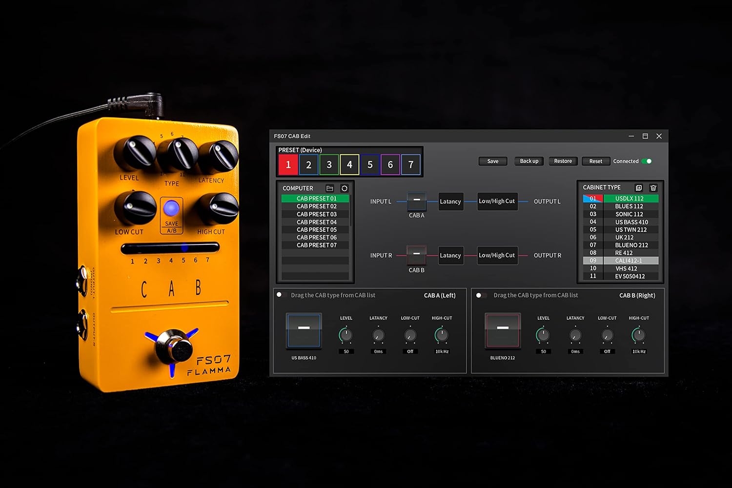 FLAMMA Preamp & Cabinet Sim Effects Pedal