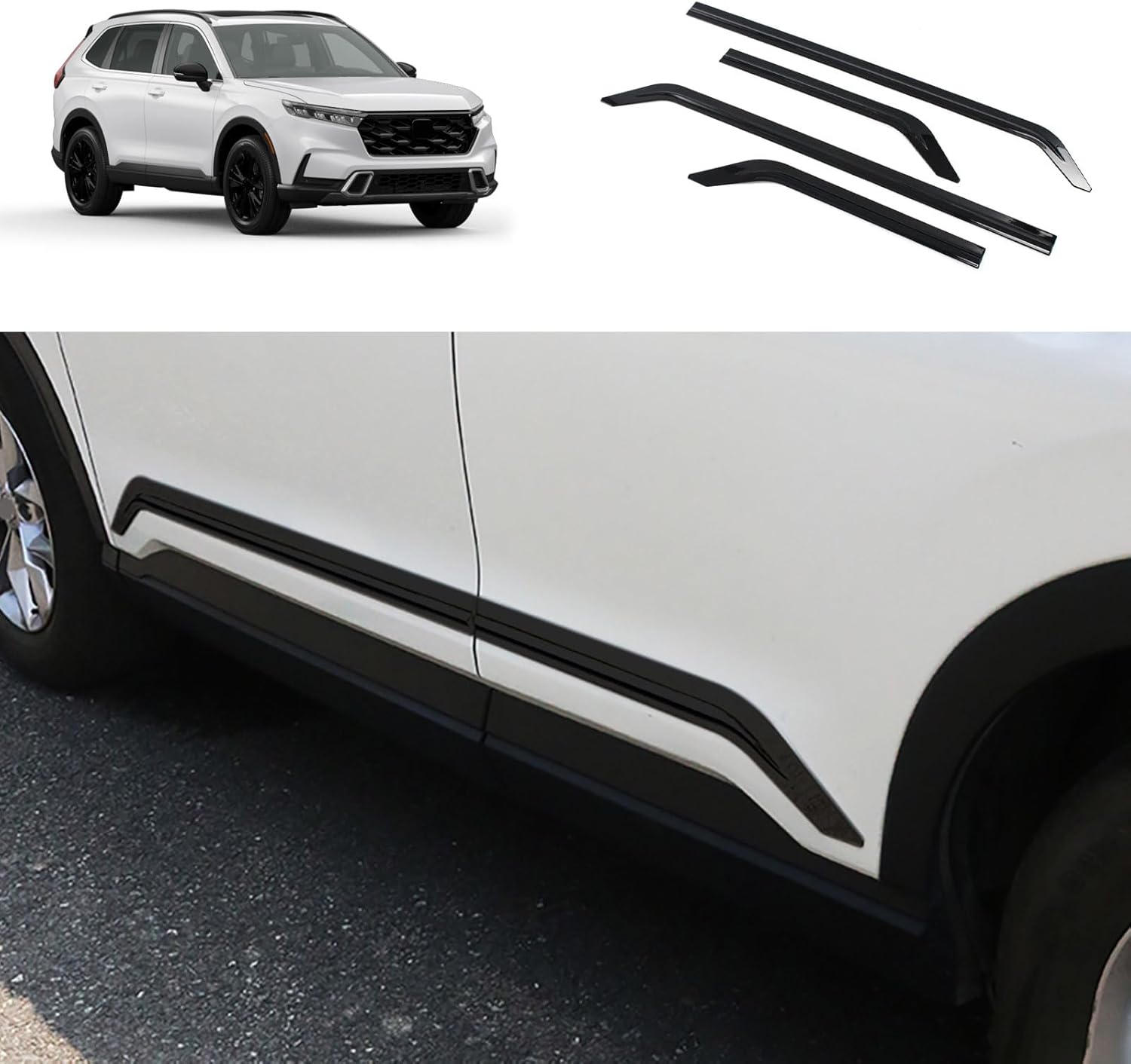 Body Side Trims Compatible with Honda CRV CR-V 2023 2024 2025 2026 Body Side Door Molding Cover Trims Exterior Car Accessories ABS 4PCS (Glossy Black Style)